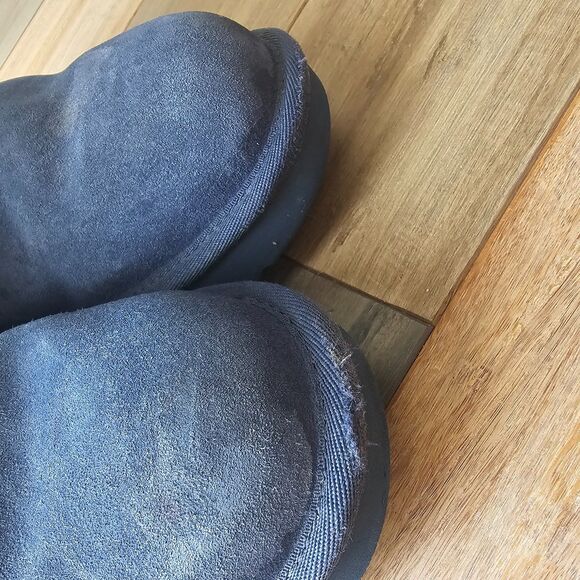 UGG SAELA Rib Knit Suede Sheepskin Cuff Boots Blue Purple Fair Isle US 9 - Picture 5 of 8